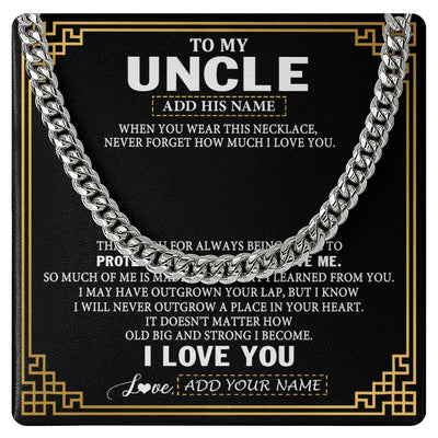 Cuban Link Chain Necklace Stainless Steel | 1 | Personalized To My Uncle Necklace Gift From Niece Nephew I Love You Protect Encourage Love Uncle Gifts For Men Birthday Fathers Day Gift Box Message Card | https://teecentury.