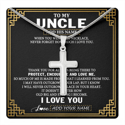 Stainless Cross Necklace Stainless Steel | 1 | Personalized To My Uncle Necklace Gift From Niece Nephew I Love You Protect Encourage Love Uncle Gifts For Men Birthday Fathers Day Gift Box Message Card | https://teecentury.