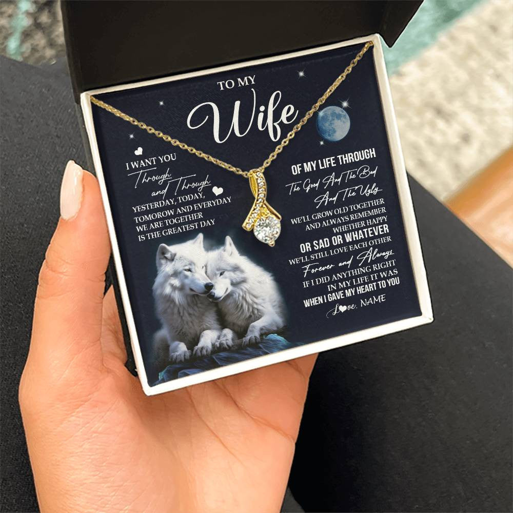 Alluring Beauty Necklace 18K Yellow Gold Finish | 2 | Personalized To My Wife Canvas From Husband I Want You Wolf Wife Birthday Gifts Anniversary Romantic Valentines Day Christmas Custom Wall Art Print Framed Canvas | teecentury