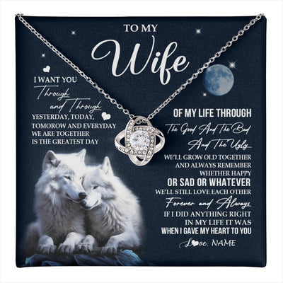 Love Knot Necklace 14K White Gold Finish | 1 | Personalized To My Wife Canvas From Husband I Want You Wolf Wife Birthday Gifts Anniversary Romantic Valentines Day Christmas Custom Wall Art Print Framed Canvas | teecentury