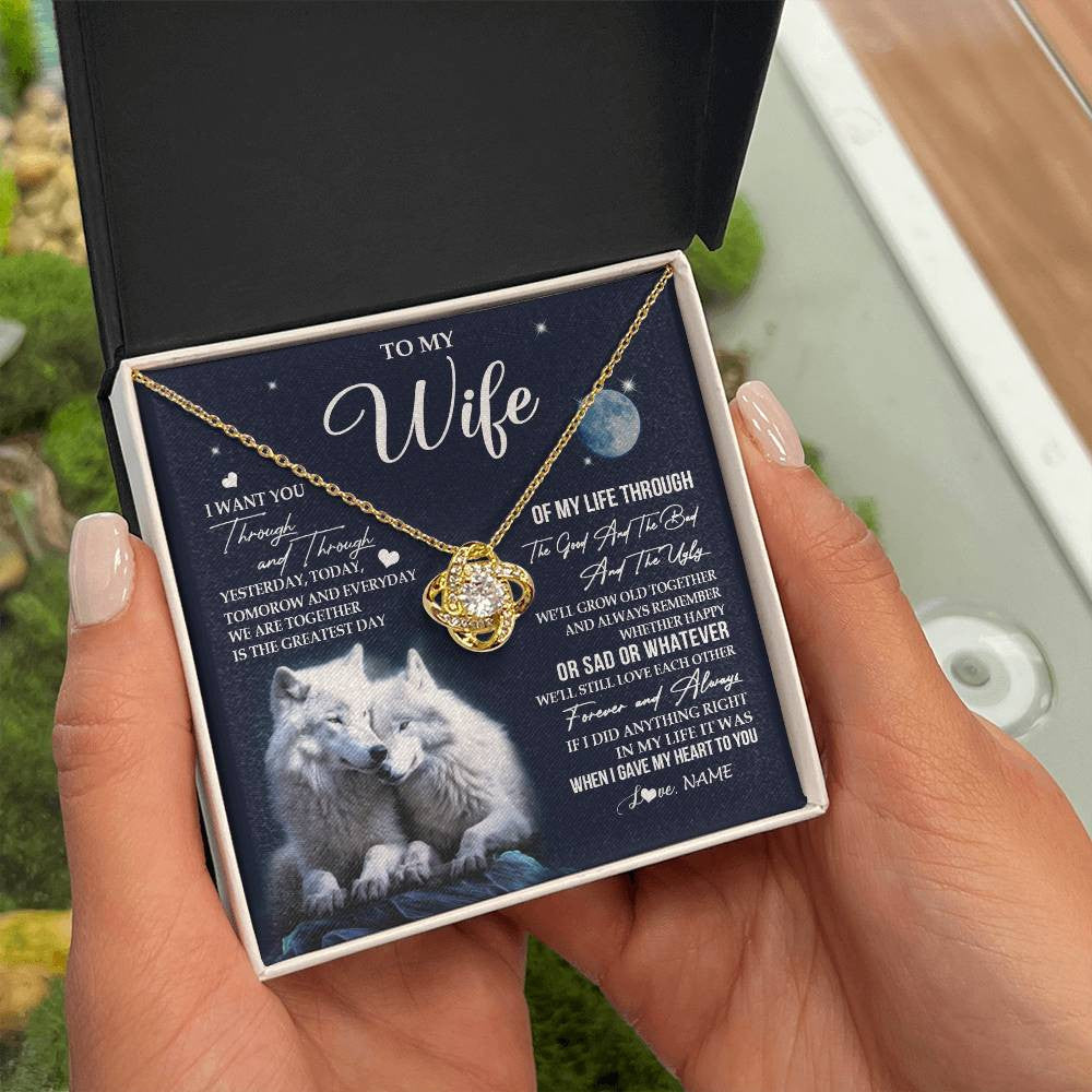 Love Knot Necklace 18K Yellow Gold Finish | 2 | Personalized To My Wife Canvas From Husband I Want You Wolf Wife Birthday Gifts Anniversary Romantic Valentines Day Christmas Custom Wall Art Print Framed Canvas | teecentury