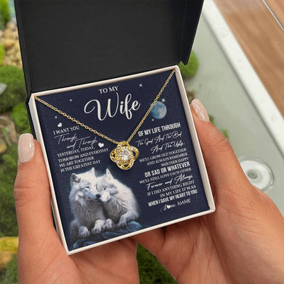 Love Knot Necklace 18K Yellow Gold Finish | 2 | Personalized To My Wife Canvas From Husband I Want You Wolf Wife Birthday Gifts Anniversary Romantic Valentines Day Christmas Custom Wall Art Print Framed Canvas | teecentury