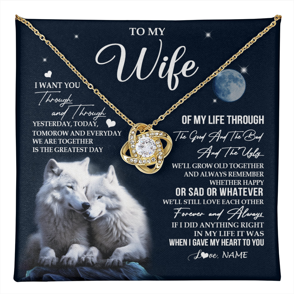 Love Knot Necklace 18K Yellow Gold Finish | 1 | Personalized To My Wife Canvas From Husband I Want You Wolf Wife Birthday Gifts Anniversary Romantic Valentines Day Christmas Custom Wall Art Print Framed Canvas | teecentury