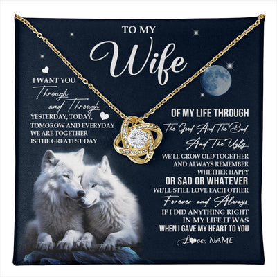 Love Knot Necklace 18K Yellow Gold Finish | 1 | Personalized To My Wife Canvas From Husband I Want You Wolf Wife Birthday Gifts Anniversary Romantic Valentines Day Christmas Custom Wall Art Print Framed Canvas | teecentury