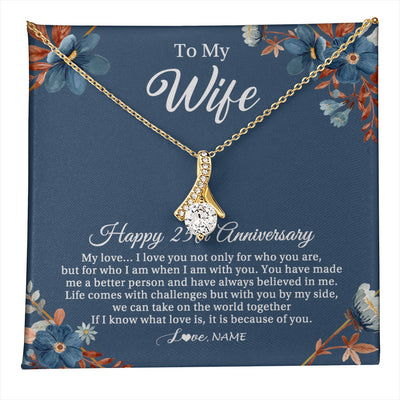 Alluring Beauty Necklace 18K Yellow Gold Finish | 1 | Personalized To My Wife Necklace From Husband 25 Years Wedding Anniversary For Her 25th Anniversary For Her 25 Years Anniversary Customized Gift Box Message Card | teecentury