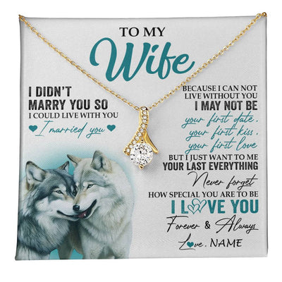 Alluring Beauty Necklace 18K Yellow Gold Finish | 1 | Personalized To My Wife Necklace From Husband I Didn't Marry You So Wolf For Wife Wedding Anniversary Day Birthday Christmas Customized Gift Box Message Card | teecentury