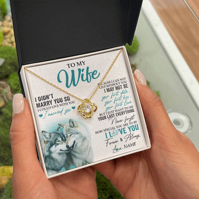Love Knot Necklace 18K Yellow Gold Finish | 2 | Personalized To My Wife Necklace From Husband I Didn't Marry You So Wolf For Wife Wedding Anniversary Day Birthday Christmas Customized Gift Box Message Card | teecentury