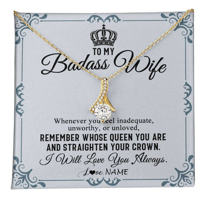 Alluring Beauty Necklace 18K Yellow Gold Finish | 1 | Personalized To My Wife Necklace From Husband I Will Love You Always Wife Birthday Anniversary Valentines Day Christmas Customized Gift Box Message Card | teecentury