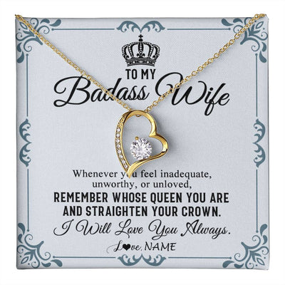 Forever Love Necklace 18K Yellow Gold Finish | 1 | Personalized To My Wife Necklace From Husband I Will Love You Always Wife Birthday Anniversary Valentines Day Christmas Customized Gift Box Message Card | teecentury