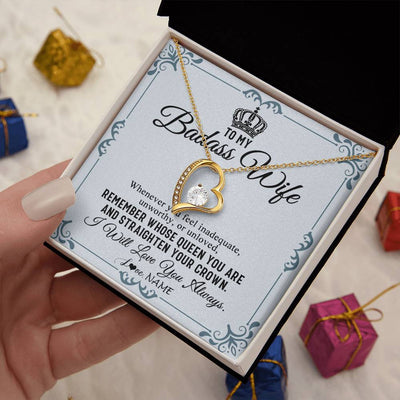 Forever Love Necklace 18K Yellow Gold Finish | 2 | Personalized To My Wife Necklace From Husband I Will Love You Always Wife Birthday Anniversary Valentines Day Christmas Customized Gift Box Message Card | teecentury