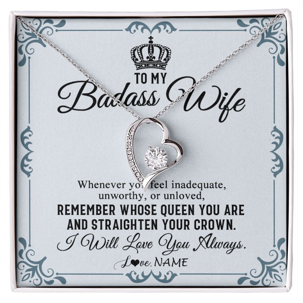 Forever Love Necklace | Personalized To My Wife Necklace From Husband I Will Love You Always Wife Birthday Anniversary Valentines Day Christmas Customized Gift Box Message Card | teecentury