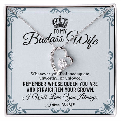 Forever Love Necklace | Personalized To My Wife Necklace From Husband I Will Love You Always Wife Birthday Anniversary Valentines Day Christmas Customized Gift Box Message Card | teecentury