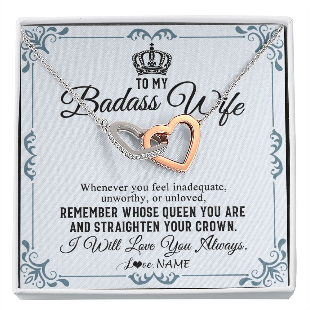 Interlocking Hearts Necklace | Personalized To My Wife Necklace From Husband I Will Love You Always Wife Birthday Anniversary Valentines Day Christmas Customized Gift Box Message Card | teecentury