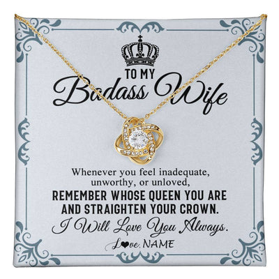 Love Knot Necklace 18K Yellow Gold Finish | 1 | Personalized To My Wife Necklace From Husband I Will Love You Always Wife Birthday Anniversary Valentines Day Christmas Customized Gift Box Message Card | teecentury