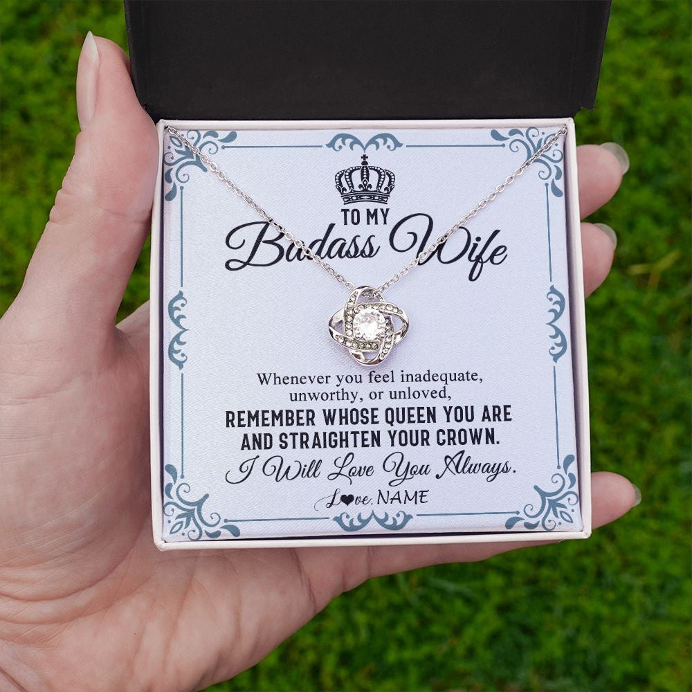 Love Knot Necklace | Personalized To My Wife Necklace From Husband I Will Love You Always Wife Birthday Anniversary Valentines Day Christmas Customized Gift Box Message Card | teecentury