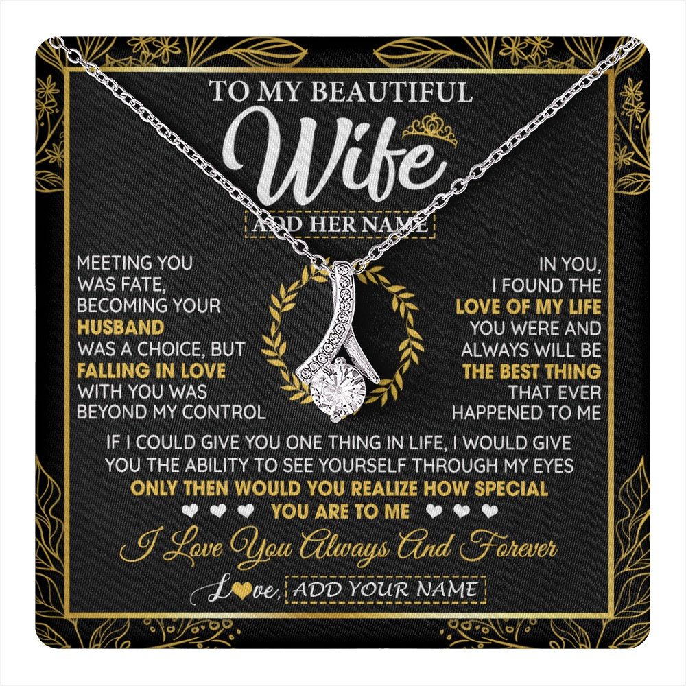 Alluring Beauty Necklace 14K White Gold Finish | 1 | Personalized To My Wife Necklace From Husband Metting You Wife Birthday Gifts Soulmate Valentines Gifts For Wife Christmas Mothers Day Gift Box Message Card | teecentury.myshopify
