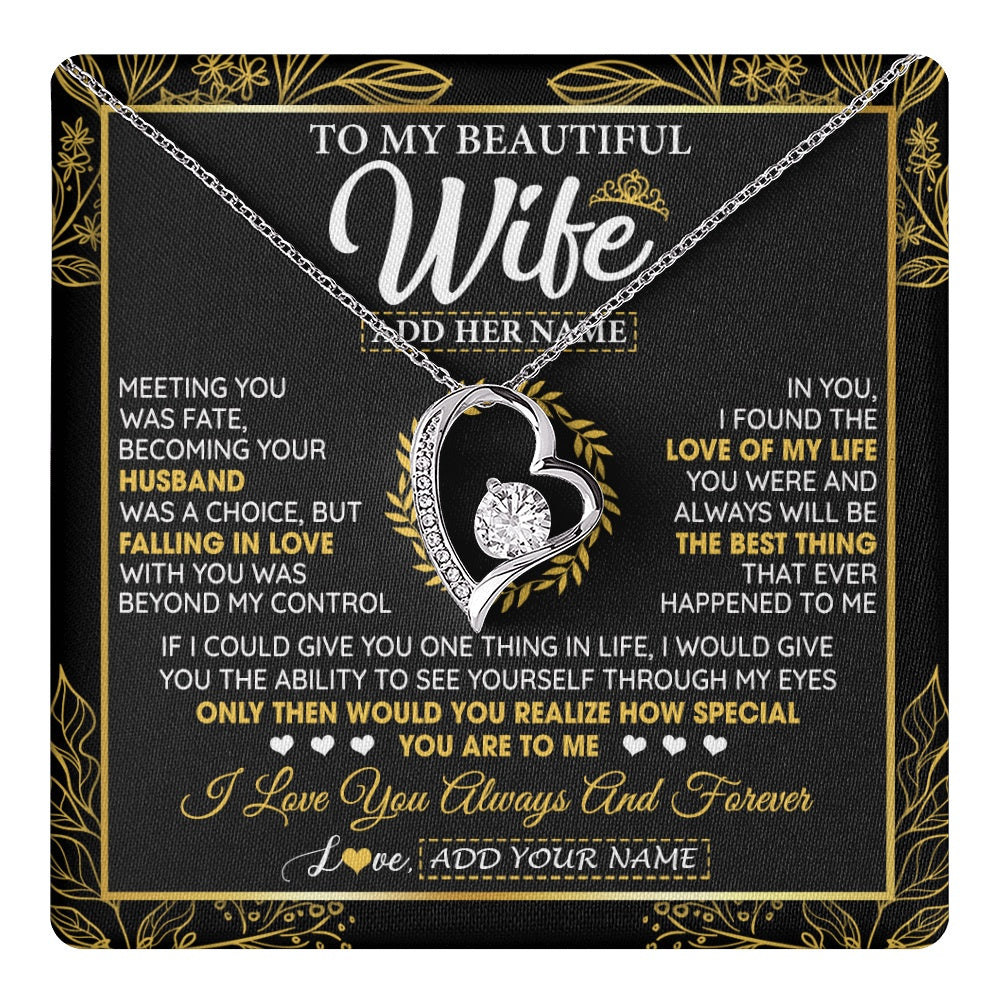 Forever Love Necklace 14K White Gold Finish | 1 | Personalized To My Wife Necklace From Husband Metting You Wife Birthday Gifts Soulmate Valentines Gifts For Wife Christmas Mothers Day Gift Box Message Card | teecentury.myshopify