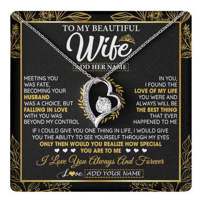 Forever Love Necklace 14K White Gold Finish | 1 | Personalized To My Wife Necklace From Husband Metting You Wife Birthday Gifts Soulmate Valentines Gifts For Wife Christmas Mothers Day Gift Box Message Card | teecentury.myshopify