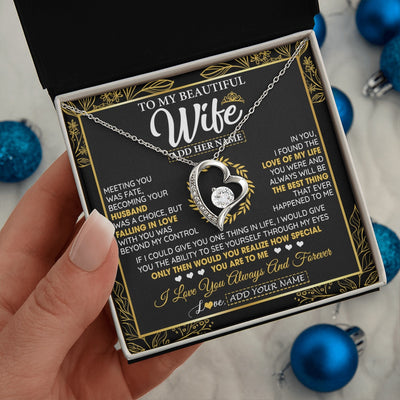 Forever Love Necklace 14K White Gold Finish | 2 | Personalized To My Wife Necklace From Husband Metting You Wife Birthday Gifts Soulmate Valentines Gifts For Wife Christmas Mothers Day Gift Box Message Card | teecentury.myshopify