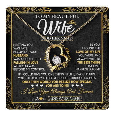 Forever Love Necklace 18K Yellow Gold Finish | 1 | Personalized To My Wife Necklace From Husband Metting You Wife Birthday Gifts Soulmate Valentines Gifts For Wife Christmas Mothers Day Gift Box Message Card | teecentury.myshopify