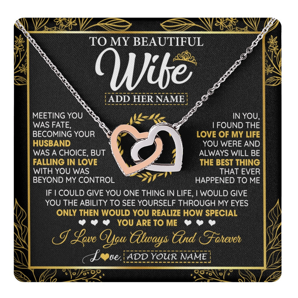 Interlocking Hearts Necklace Stainless Steel & Rose Gold Finish | 1 | Personalized To My Wife Necklace From Husband Metting You Wife Birthday Gifts Soulmate Valentines Gifts For Wife Christmas Mothers Day Gift Box Message Card | teecentury.myshopify