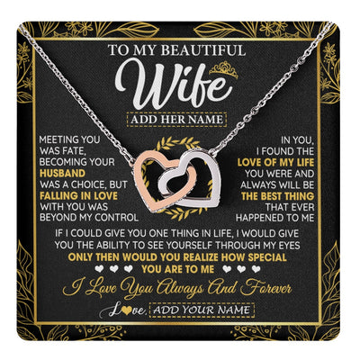 Interlocking Hearts Necklace Stainless Steel & Rose Gold Finish | 1 | Personalized To My Wife Necklace From Husband Metting You Wife Birthday Gifts Soulmate Valentines Gifts For Wife Christmas Mothers Day Gift Box Message Card | teecentury.myshopify