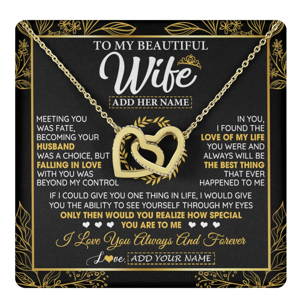 Interlocking Hearts Necklace 18K Yellow Gold Finish | 1 | Personalized To My Wife Necklace From Husband Metting You Wife Birthday Gifts Soulmate Valentines Gifts For Wife Christmas Mothers Day Gift Box Message Card | teecentury.myshopify