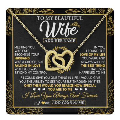 Interlocking Hearts Necklace 18K Yellow Gold Finish | 1 | Personalized To My Wife Necklace From Husband Metting You Wife Birthday Gifts Soulmate Valentines Gifts For Wife Christmas Mothers Day Gift Box Message Card | teecentury.myshopify