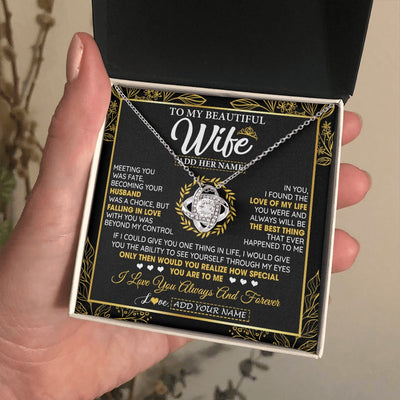 Love Knot Necklace 14K White Gold Finish | 2 | Personalized To My Wife Necklace From Husband Metting You Wife Birthday Gifts Soulmate Valentines Gifts For Wife Christmas Mothers Day Gift Box Message Card | teecentury.myshopify