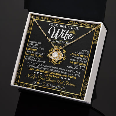 Love Knot Necklace 18K Yellow Gold Finish | 2 | Personalized To My Wife Necklace From Husband Metting You Wife Birthday Gifts Soulmate Valentines Gifts For Wife Christmas Mothers Day Gift Box Message Card | teecentury.myshopify