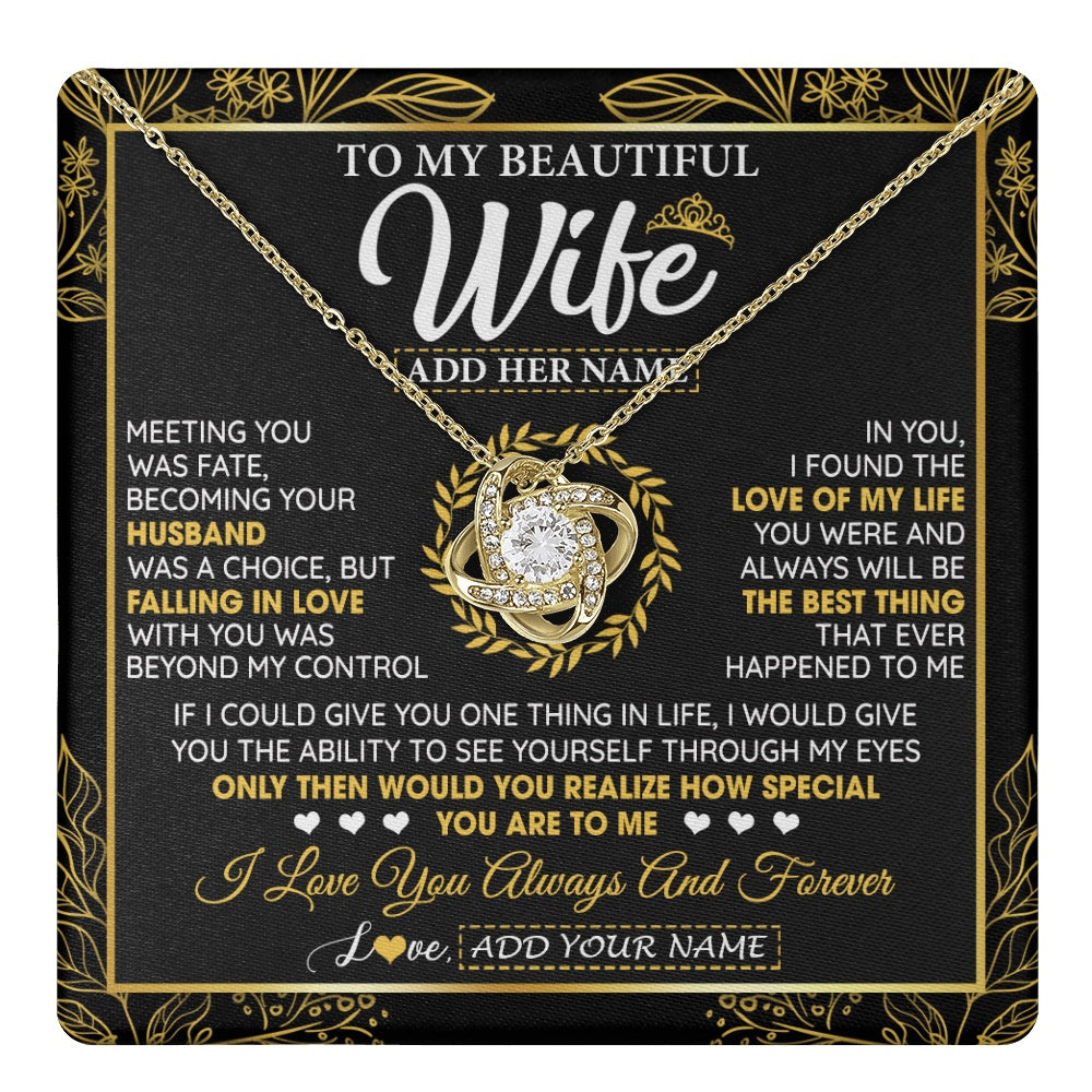 Love Knot Necklace 18K Yellow Gold Finish | 1 | Personalized To My Wife Necklace From Husband Metting You Wife Birthday Gifts Soulmate Valentines Gifts For Wife Christmas Mothers Day Gift Box Message Card | teecentury.myshopify