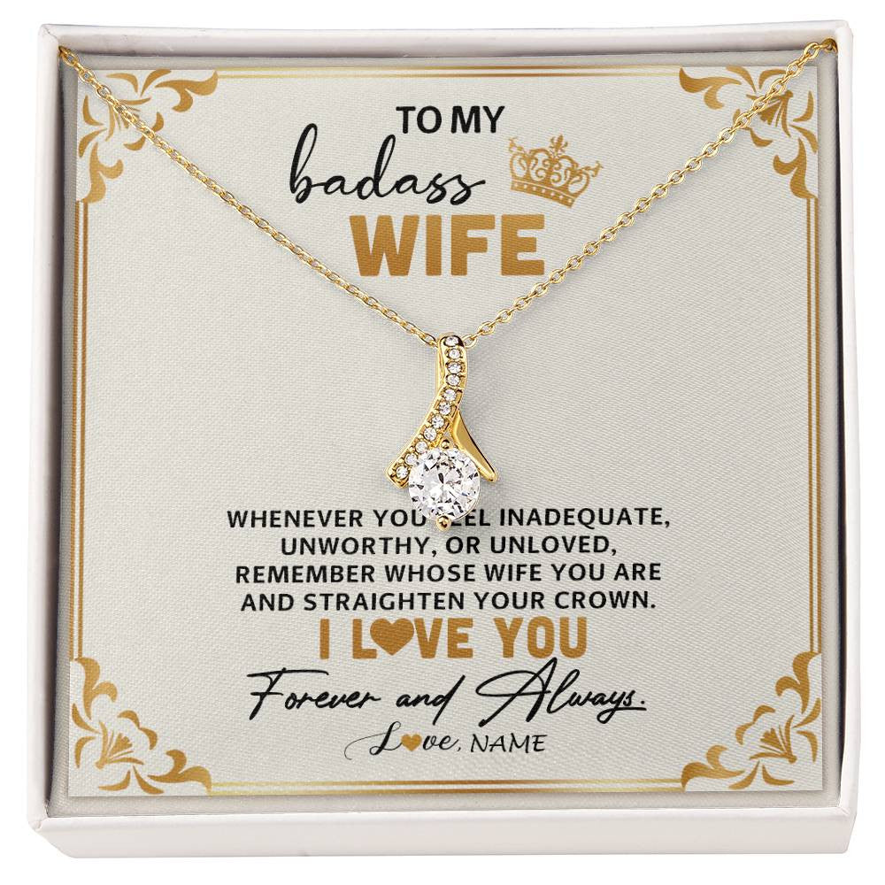 Alluring Beauty Necklace 18K Yellow Gold Finish | 1 | Personalized To My Wife Necklace From Husband Whenever You Feel for Her Birthday Anniversary Valentines Day Christmas Pendant Customized Gift Box Message Card | teecentury