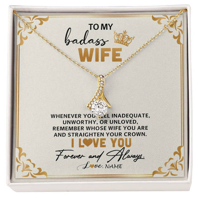 Alluring Beauty Necklace 18K Yellow Gold Finish | 1 | Personalized To My Wife Necklace From Husband Whenever You Feel for Her Birthday Anniversary Valentines Day Christmas Pendant Customized Gift Box Message Card | teecentury