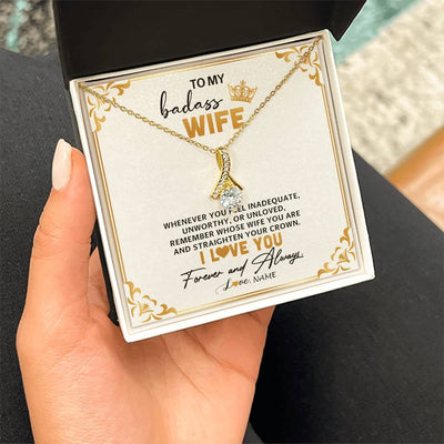 Alluring Beauty Necklace 18K Yellow Gold Finish | 2 | Personalized To My Wife Necklace From Husband Whenever You Feel for Her Birthday Anniversary Valentines Day Christmas Pendant Customized Gift Box Message Card | teecentury