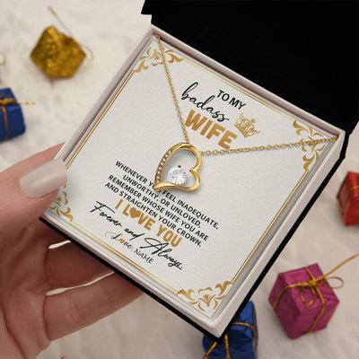 Forever Love Necklace 18K Yellow Gold Finish | 2 | Personalized To My Wife Necklace From Husband Whenever You Feel for Her Birthday Anniversary Valentines Day Christmas Pendant Customized Gift Box Message Card | teecentury