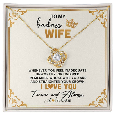 Love Knot Necklace 18K Yellow Gold Finish | 1 | Personalized To My Wife Necklace From Husband Whenever You Feel for Her Birthday Anniversary Valentines Day Christmas Pendant Customized Gift Box Message Card | teecentury