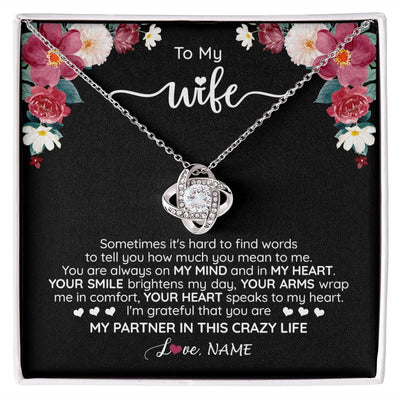 Love Knot Necklace | Personalized To My Wife Necklace From Husband You Are My Partner Wife Birthday Anniversary Wedding Valentines Day Christmas Customized Gift Box Message Card | teecentury