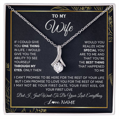 Alluring Beauty Necklace 14K White Gold Finish | 1 | Personalized To My Wife Necklace From Husband You Are The Best Thing Wife Birthday Idea Anniversary Wedding Valentines Day Customized Gift Box Message Card | teecentury