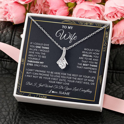 Alluring Beauty Necklace 14K White Gold Finish | 2 | Personalized To My Wife Necklace From Husband You Are The Best Thing Wife Birthday Idea Anniversary Wedding Valentines Day Customized Gift Box Message Card | teecentury