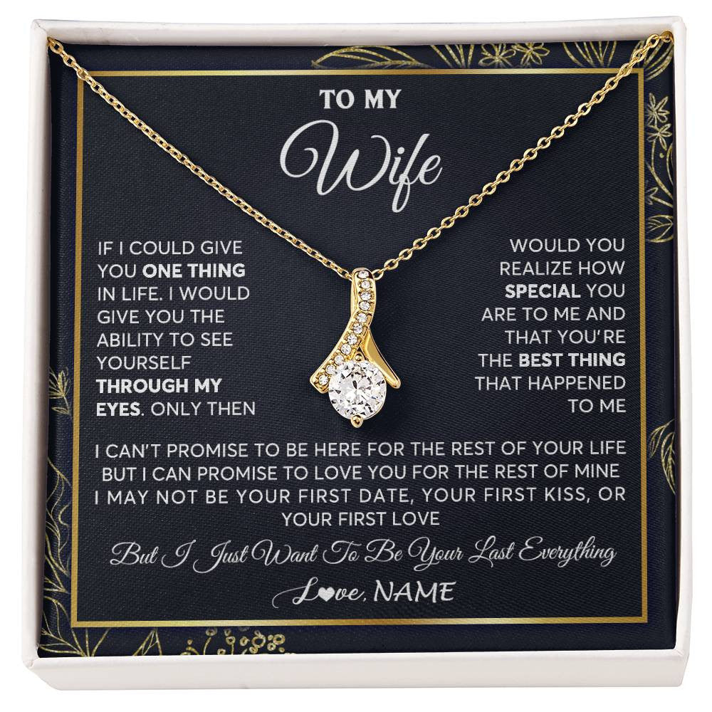 Alluring Beauty Necklace 18K Yellow Gold Finish | 1 | Personalized To My Wife Necklace From Husband You Are The Best Thing Wife Birthday Idea Anniversary Wedding Valentines Day Customized Gift Box Message Card | teecentury