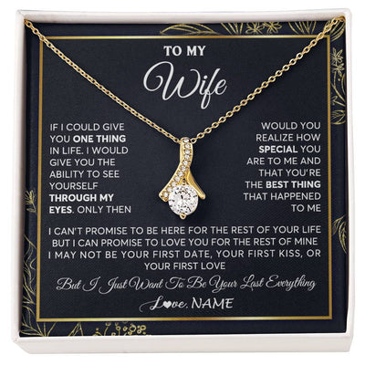 Alluring Beauty Necklace 18K Yellow Gold Finish | 1 | Personalized To My Wife Necklace From Husband You Are The Best Thing Wife Birthday Idea Anniversary Wedding Valentines Day Customized Gift Box Message Card | teecentury