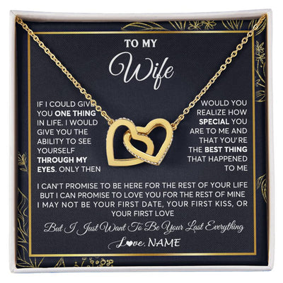 Interlocking Hearts Necklace 18K Yellow Gold Finish | 1 | Personalized To My Wife Necklace From Husband You Are The Best Thing Wife Birthday Idea Anniversary Wedding Valentines Day Customized Gift Box Message Card | teecentury
