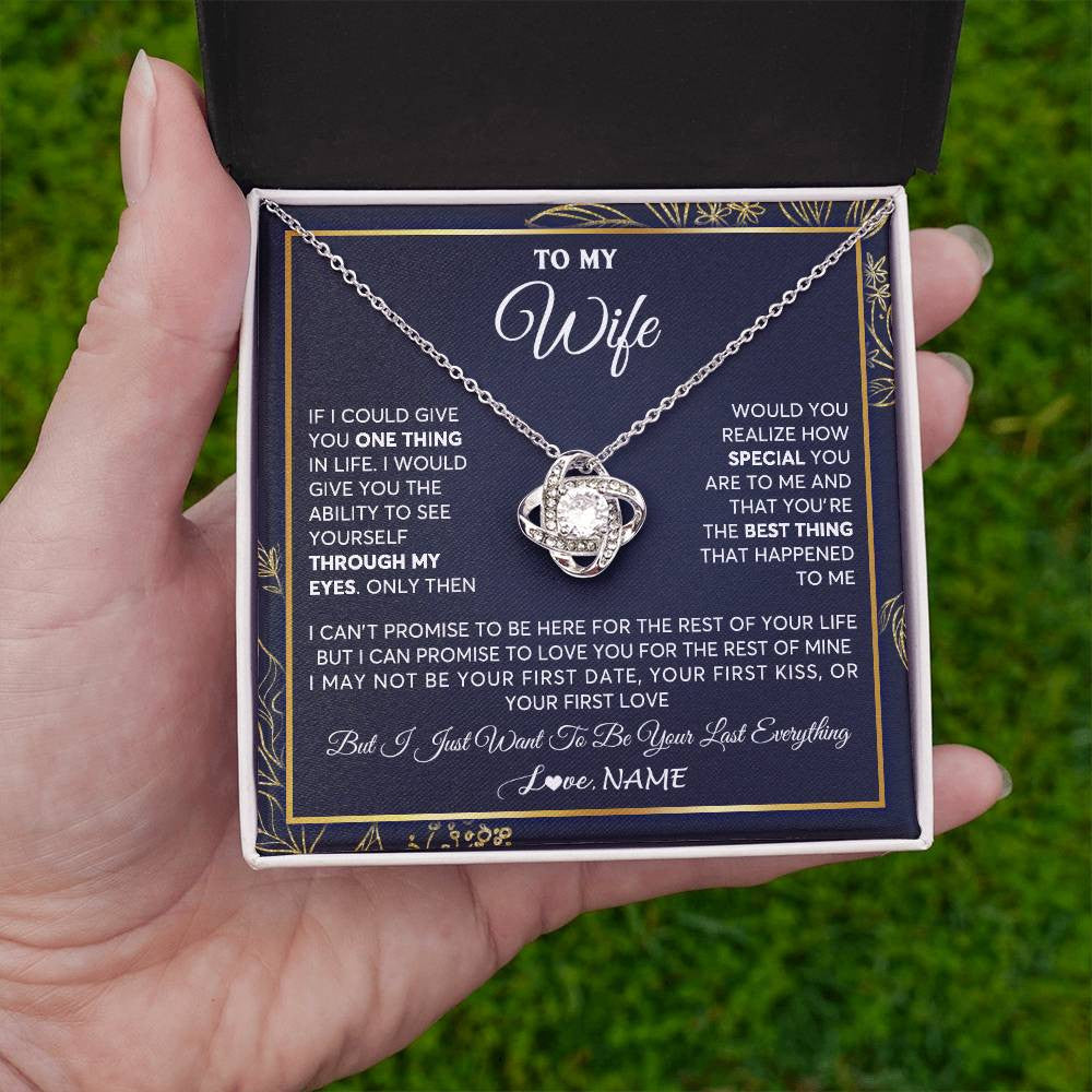 Love Knot Necklace 14K White Gold Finish | 2 | Personalized To My Wife Necklace From Husband You Are The Best Thing Wife Birthday Idea Anniversary Wedding Valentines Day Customized Gift Box Message Card | teecentury
