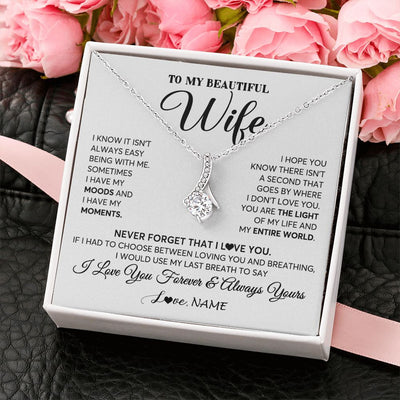 Alluring Beauty Necklace | Personalized To My Wife Necklace From Husband You Are The Light Of My Life Wife Birthday Anniversary Wedding Valentines Day Customized Gift Box Message Card | teecentury