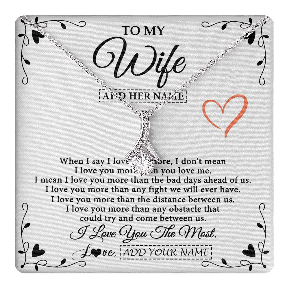Alluring Beauty Necklace 14K White Gold Finish | 1 | Personalized To My Wife Necklace Gift For Her From Husband I Love You More Than Anything Pendant Love Wife Birthday Gifts Christmas Gift Box Message Card | https://teecentury.