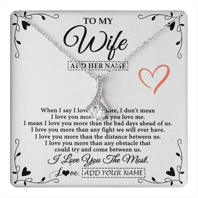 Alluring Beauty Necklace 14K White Gold Finish | 1 | Personalized To My Wife Necklace Gift For Her From Husband I Love You More Than Anything Pendant Love Wife Birthday Gifts Christmas Gift Box Message Card | https://teecentury.