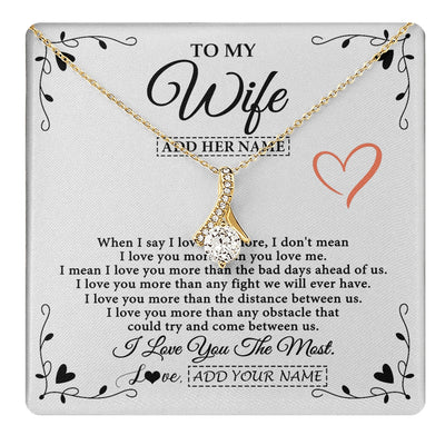 Alluring Beauty Necklace 18K Yellow Gold Finish | 1 | Personalized To My Wife Necklace Gift For Her From Husband I Love You More Than Anything Pendant Love Wife Birthday Gifts Christmas Gift Box Message Card | https://teecentury.