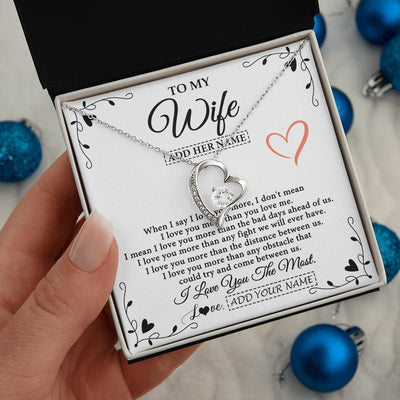 Forever Love Necklace 14K White Gold Finish | 2 | Personalized To My Wife Necklace Gift For Her From Husband I Love You More Than Anything Pendant Love Wife Birthday Gifts Christmas Gift Box Message Card | https://teecentury.