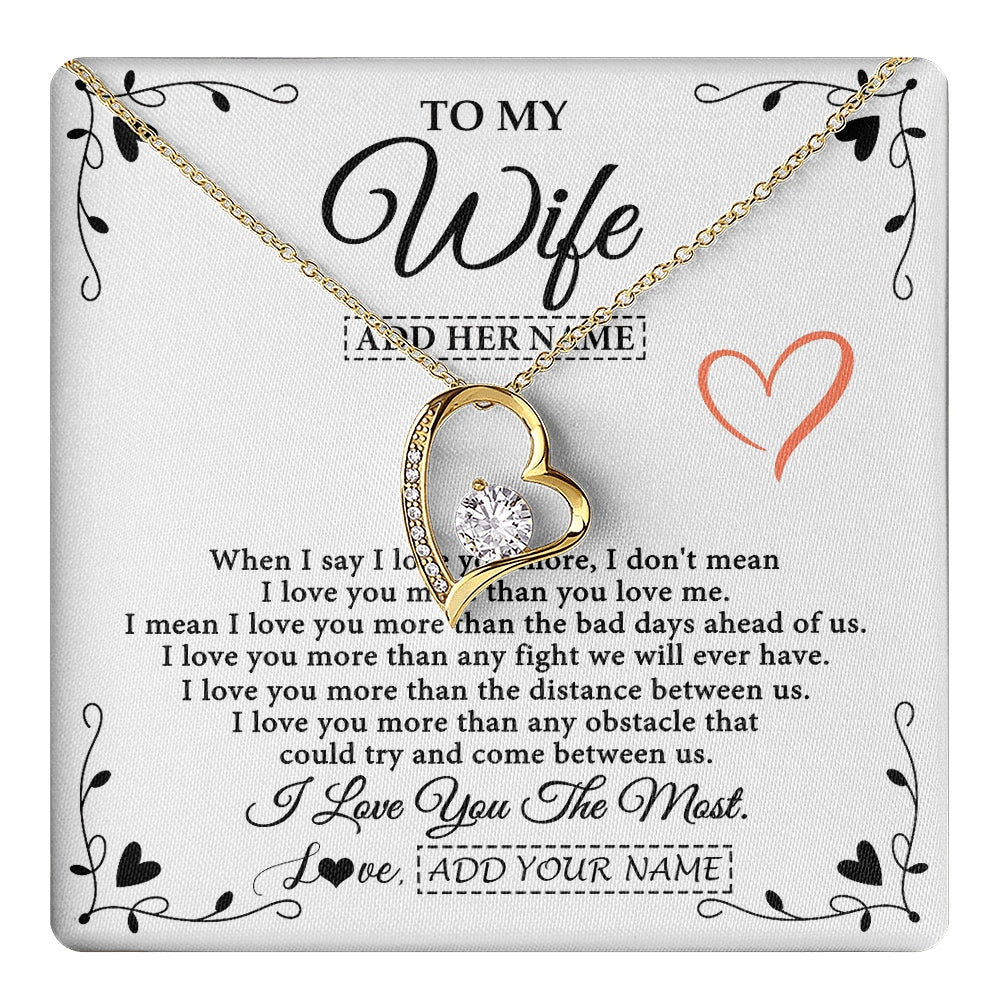 Forever Love Necklace 18K Yellow Gold Finish | 1 | Personalized To My Wife Necklace Gift For Her From Husband I Love You More Than Anything Pendant Love Wife Birthday Gifts Christmas Gift Box Message Card | https://teecentury.
