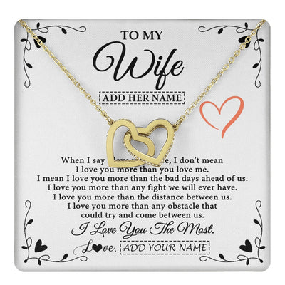 Interlocking Hearts Necklace 18K Yellow Gold Finish | 1 | Personalized To My Wife Necklace Gift For Her From Husband I Love You More Than Anything Pendant Love Wife Birthday Gifts Christmas Gift Box Message Card | https://teecentury.